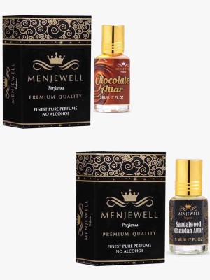Menjewell Combo Pack of 2PCs Attar (Chocolate 5ML, Sandalwood Chandan 5ML) Attar Perfume Floral Attar(Sandalwood, Chocolate)