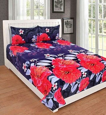 Saawaan 144 TC Cotton Double Printed Flat Bedsheet(Pack of 1, Mix Flowers)