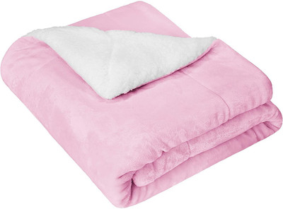 VAS COLLECTIONS Solid Crib Sherpa Blanket for  AC Room(Polyester, Pink)