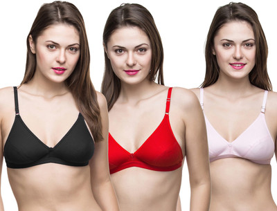 Docare Women Full Coverage Non Padded Bra(Black, Red, Pink)