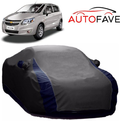 AutoFave Car Cover For Chevrolet Sail UVA (With Mirror Pockets)(Grey, Blue)