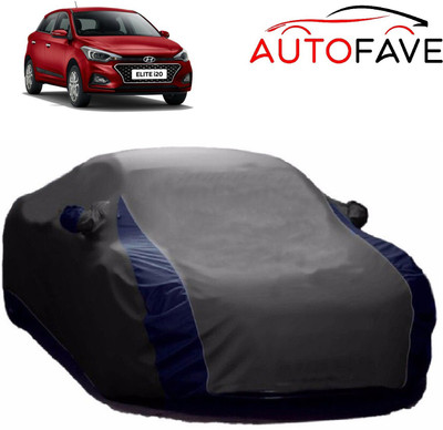 AutoFave Car Cover For Hyundai Elite i20 (With Mirror Pockets)(Grey, Blue)