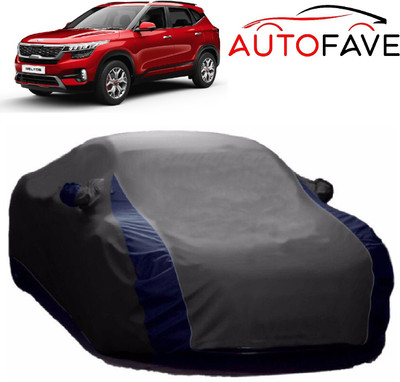AutoFave Car Cover For Kia SELTOS (With Mirror Pockets)(Grey, Blue)