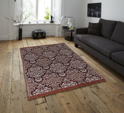 Zesture Brown, Beige Chenille Area Rug(4 ft,  X 213 cm, Rectangle)
