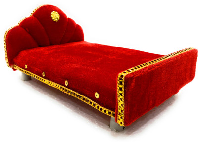 NAVRANG Bal Gopal bed Laddu Gopal bed Thakorji bed Krishna Sinhasan God Sofa Bethak No.2 Wooden All Purpose Chowki(Red, Pack of 1)
