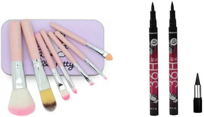 RP Give's You Small Makeup Brush Set of 7 With Two 36H Liner & One Good Quality Kajal(3 Items in the set)