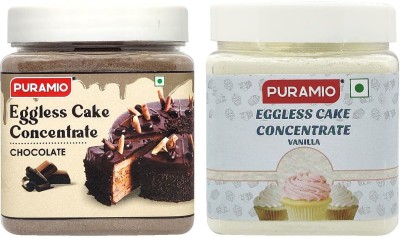 PURAMIO Eggless Cake Concentrate - Vanilla & Chocolate, 250g Each(500 g, Pack of 2)