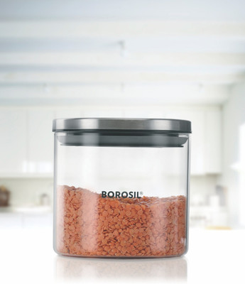 BOROSIL Glass Grocery Container  - 900 ml(Clear, Grey)