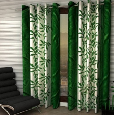 Immix 182 cm (6 ft) Polyester Semi Transparent Shower Curtain (Pack Of 2)(Printed, Green)