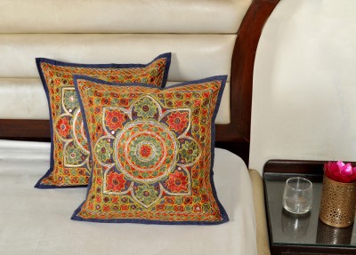 Lal Haveli Cotton Cushions Cover(Pack of 2, 41 cm*41 cm, Blue)