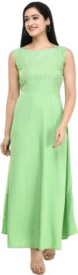 U R FASHION Women Maxi Light Green Dress