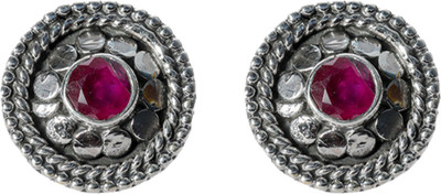 jsaj 925 Sterling silver RUBY STONE STUDD TOPS for Girls and Womens Ruby Sterling Silver Stud Earring