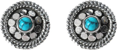 jsaj 925 Sterling silver TURQUOISE STONE STUDD TOPS for Girls and Womens Turquoise Sterling Silver Stud Earring
