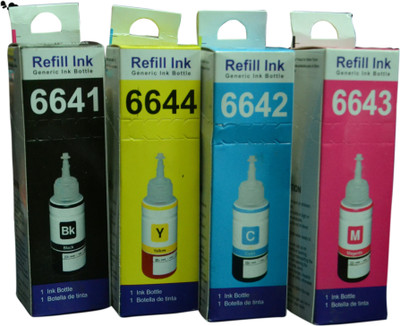 Set of 4 Colors Black + Tri Color Combo Pack Ink Bottle