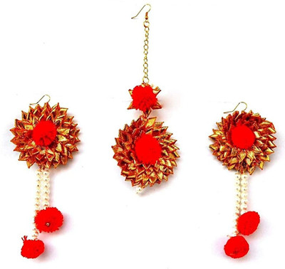 BDS CREATIONS Fabric Red Jewellery Set(Pack of 1)