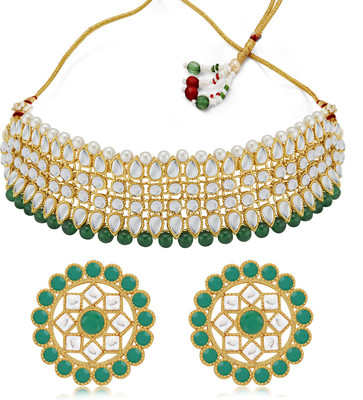 Sukkhi Alloy Gold-plated Green, White Jewellery Set(Pack of 1)