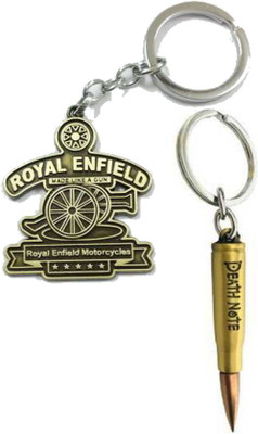 kd collections KD-611 - Combo of Bullet Bike Keychain & Rifle Gun Bullet 3D Design Shaped Metal Keychain for Cars and Bikes - Golden Color - Set of 2 Keychains Key Chain