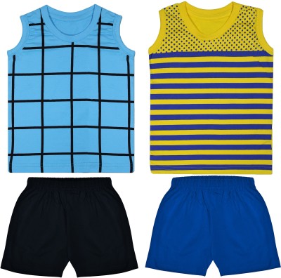 Luke and Lilly Boys Casual T-shirt Shorts(Blue Yellow)