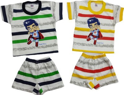 PK Collection Baby Boys & Baby Girls Superman Casual Top Shorts(multicolour)