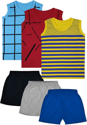Biffy and Luffy Boys Casual T-shirt Shorts(Yellow Red Blue)