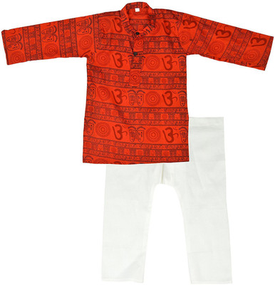 DIAMO Baby Boys Casual Kurta and Pyjama Set(Red Pack of 1)