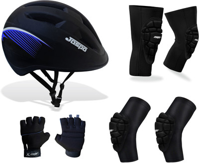 Jaspo Ark Multi-utility Protection Adjustable for all age group - Medium (Red) (Helmet + Knee+ Elbow+ Palm Protector) Skating Kit