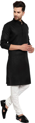Vibhuti Men Solid Straight Kurta(Black)