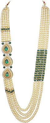 White pearl Alloy Gold-plated Gold, Green Jewellery Set(Pack of 1)