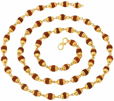 MOKSHA Rudraksha Mala (8MM 36Beads) Gold-plated Plated Alloy Chain