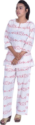 JAIPUR HAND BLOCK Women Printed White Night Suit Set