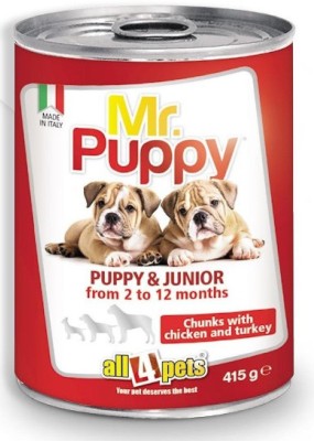 All4pets Mr. Puppy Chunks With Chicken & Turkey-415gms(Pack of 2) Chicken 0.33 kg (2x0.17 kg) Wet Young Dog Food