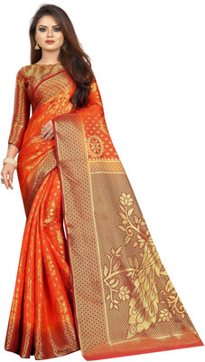 DHRUTI TEXTILES Self Design Banarasi Cotton Silk Saree(Multicolor)