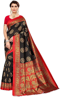 Vimalnath Synthetics Printed Bollywood Art Silk Saree(Black)