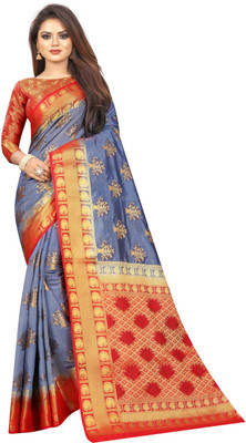 FINE WEAR Woven Banarasi Cotton Silk Saree(Multicolor)