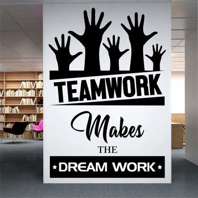 amazinghubsolution 75 cm a...black teamwork Self Adhesive Sticker(Pack of 1)