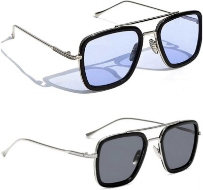 funglasses Retro Square Sunglasses(For Men & Women, Blue, Black)