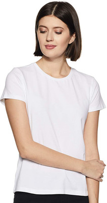 COLOR CAPITAL Solid Women Round Neck White T-Shirt