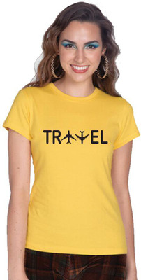 dreamkarts Typography Women Round Neck Yellow T-Shirt