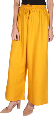 Anjali Fabrics Regular Fit Women Yellow Trousers