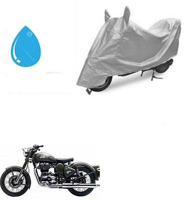 Atulit enterprises Waterproof Two Wheeler Cover for Royal Enfield(Battle Green, Silver)