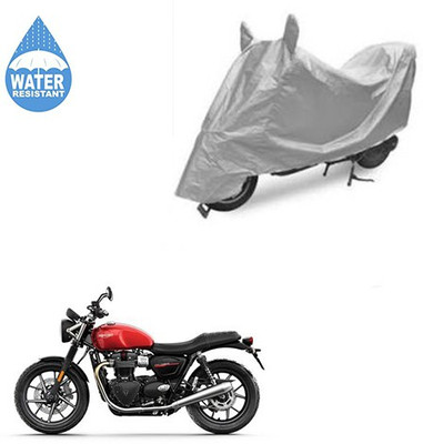 SRENTERPRISES Two Wheeler Cover for Triumph(Twin spark, Silver)