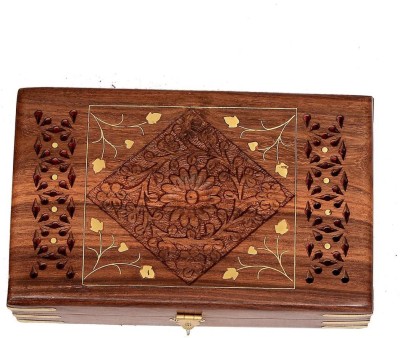 Wood Master Sre Handmade Wooden Jewellery Box for Women Jewel Organizer Hand Carved with Intricate Carvings Gift Items To store make up beauty products Vanity Box (Brown) To store make up beauty products Vanity Box(Brown)