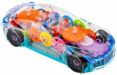 KRU MIR 360 degree bump & go rotating transparent concept racing car with 3d flashing led lights & music for kids(Multicolor, Pack of: 1)