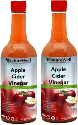 Naturewell Organics Raw Apple Cider Vinegar with Mother for Weight Loss Vinegar (500MLX2/REGE)Premium Vinegar(2 x 500 ml)