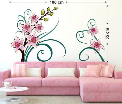 Tuffuk 100 cm Flowers Buds | Wall Stickers | PVC Vinyl | Non-Reusable Sticker | Self Adhesive Sticker(Pack of 1)