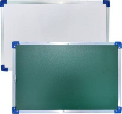 JS MART Reversible Wooden non magnetic whiteboard Chalkboard 2x1.5 feet Whiteboards and Duster Combos(White, Green)