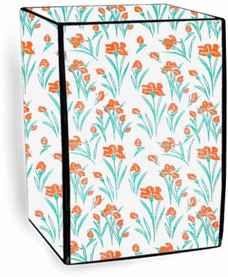 Qitexec Front Loading Washing Machine  Cover(Width: 66 cm, White with Orange flower)