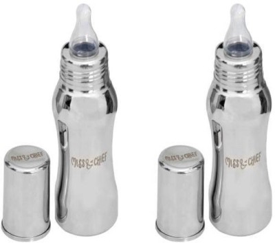 Miss & Chief Steel baby feeding bottle Thin Neck (pack of 2) - 440 ml(Silver)