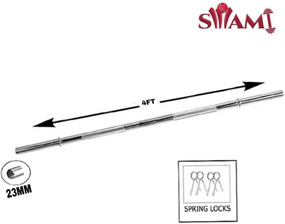 HACKERX 4ft STRONG & HEAVY DUTY STRAIGHT ROD (23mm) with Rod LOCKS Weight Lifting Bar