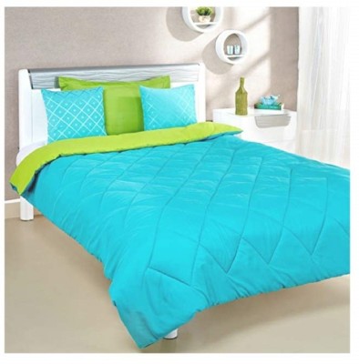 Dravika Creations Solid, Geometric Double Comforter for  Heavy Winter(Poly Cotton, Aqua Green, Glorious Green)
